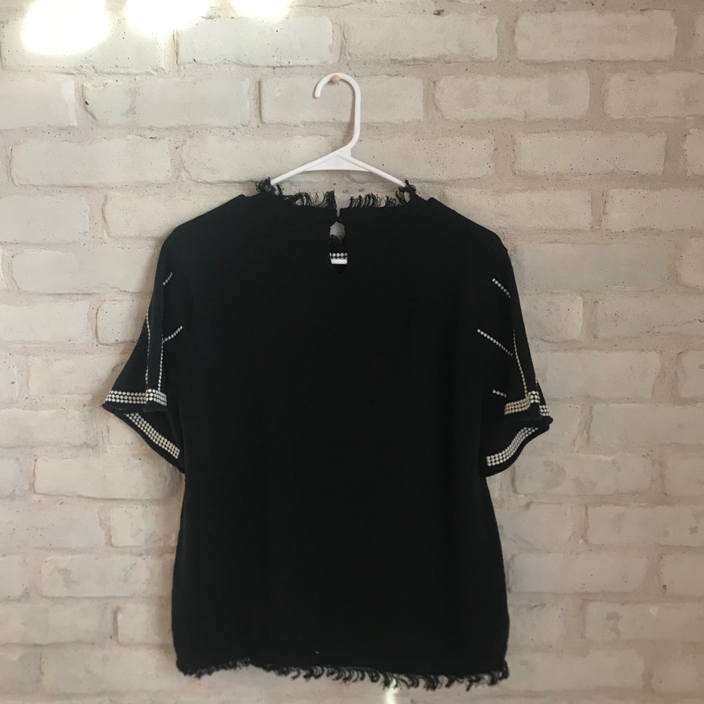 🥳HP🥳THML Black Short Sleeve White Dots Tassels L - Picture 12 of 12